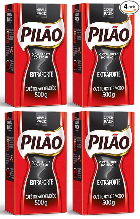 Pilao Extra Strenght Coffee 17.6 oz Café Extra Forte 500g Pack  70.54 Ounce (Pack of 4)