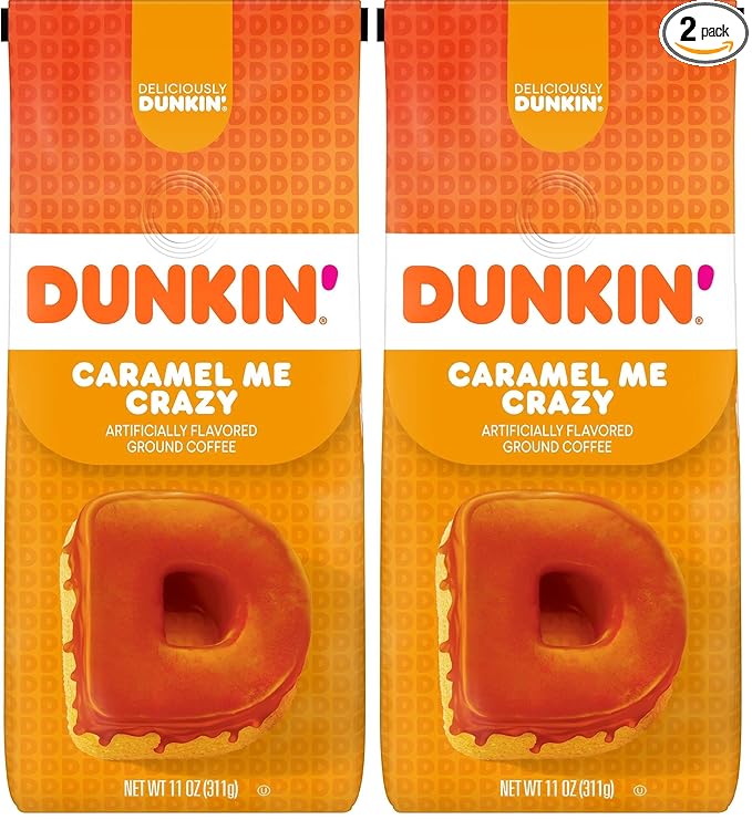 Dunkin' Caramel Me Crazy Flavored Ground Coffee11 Ounces(Pack of 2)