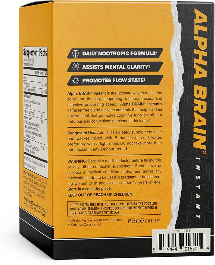 ONNIT Alpha Brain Instant Cognitive Support Drink Mix BlackBerry Lemonade Flavor Nootropic Supplement for Focus Memory and Clarity 0.13 oz Packets 30 Count