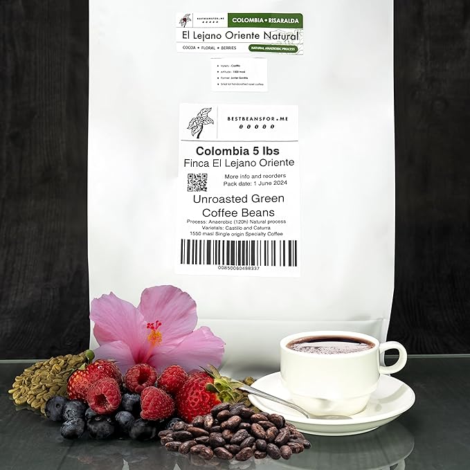Single Origin Unroasted Green Coffee Beans From Colombia Specialty Grade Finca Portezuel Bourbon and Caturra Varietals (5 lbs Colombia Honey Process)