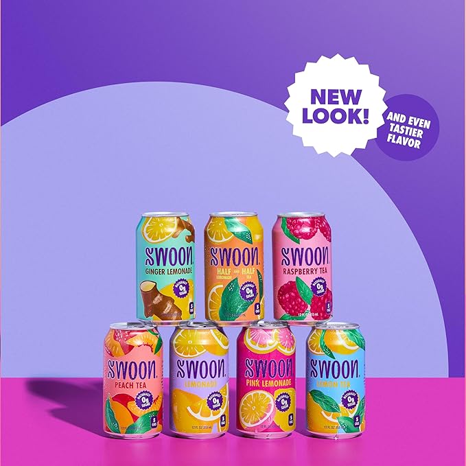 Swoon Best Sellers Pack - Low Carb Paleo-Friendly Gluten-Free Keto Drink - Made with 100% Natural Lemon Juice Concentrate Sugar Free Iced Tea &amp Lemonade - 12 fl oz (Pack of 12)