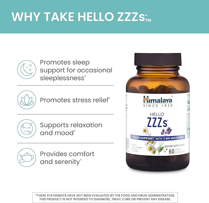 Himalaya Hello Joy with Ashwagandha for Improving Mood and Spirits &amp Hello ZZZs with Melatonin for Sleep Support 60 Capsules Each - Bundle