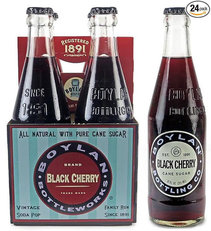 Boylan Black Cherry Soda 12 fl oz (24 Glass Bottles)