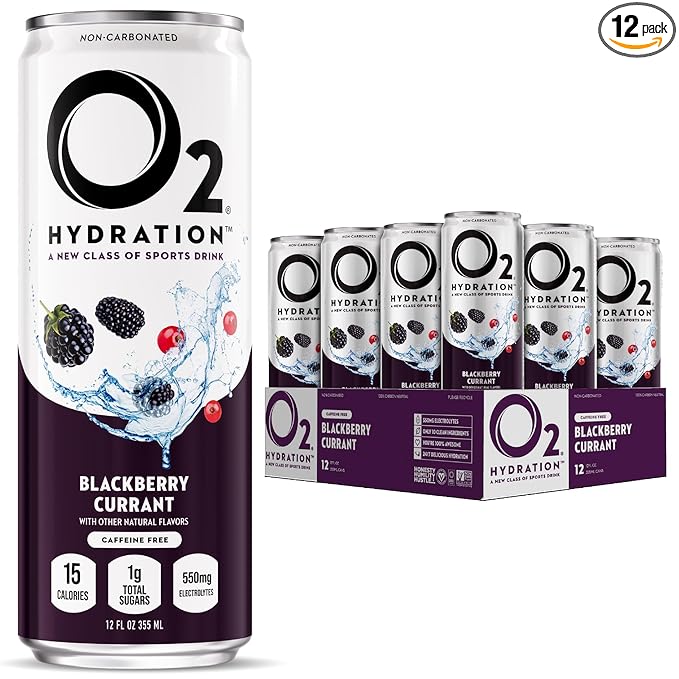 O2 Blackberry Currant Post Workout Recovery Drink - Powerful Electrolyte Drink for Daily Hydration