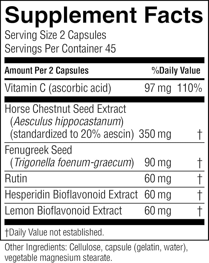 Nature's Sunshine Vari-Gone 90 Capsules Varicose Vein Supplements with 7 Powerful Herbs and Nutrients That Support Circulation for Vein Health Strength and Function