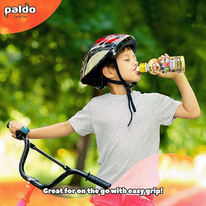 Paldo Fun &amp Yum Pororo Kids Tropical Fruit Flavor Drink Pack of 8 Fruit Juice Drinks with Comfortable Push-Pull Sports Cap Perfect Drink for Children 7.95 fl oz. x 8
