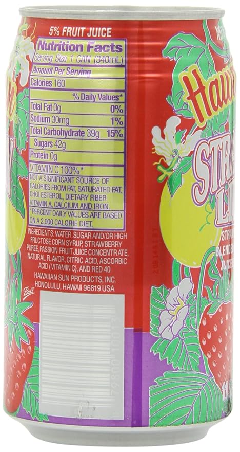 Hawaiian Sun Lilikoi Strawberry 11.5-Ounce (Pack of 24)