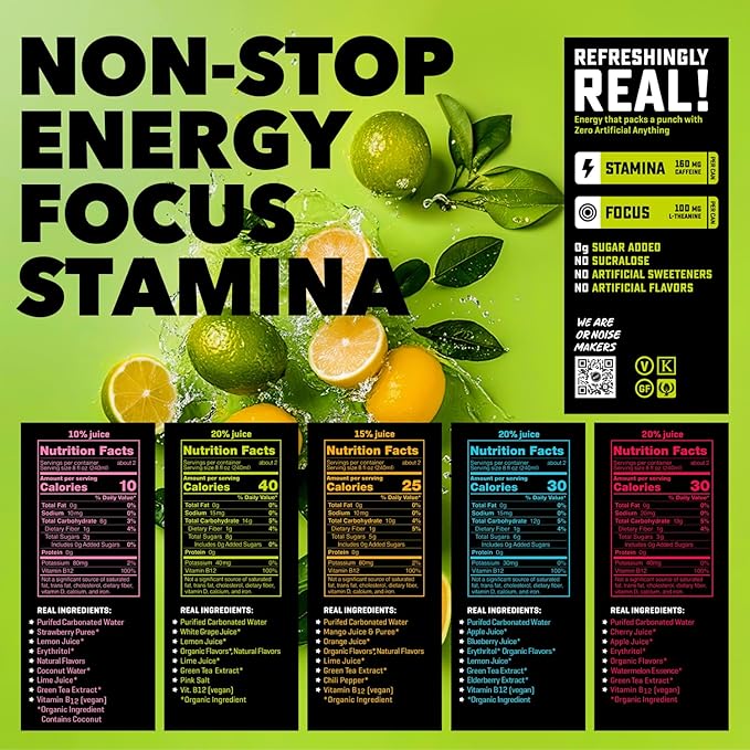 RIOT Clean Energy Drink – No Sucralose No Sugar Added No Artificial Flavors | 160mg Natural Caffeine + 100mg L-Theanine | Clean Focus Stamina &amp Smooth Energy | 16 Fl Oz (Pack of 12) (Variety Pa