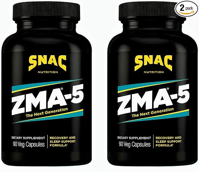 SNAC ZMA-5 Mineral Supplement - Supports Muscle Function Restful Sleep Immune Health &amp Relaxation with Zinc Vitamin B6 Magnesium &amp 5-HTP for Sleep Anxiety Calmness - 180 Veggie Capsules