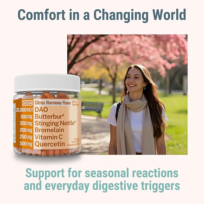 SHIZAM DAO Bromelain Enzyme Gummies with Butterbur Quercetin Stinging Nettle Root Extract DAO Diamine Oxidase Enzyme Powder Tincture Tablet Tea Alt Supplement Leaf 500mg