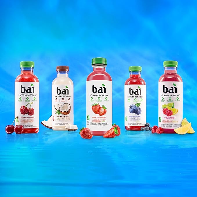 Bai Antioxidant Infused Water Beverage Raspberry Lemon Lime with Vitamin C and No Artificial Sweeteners 18 Fluid Ounce Bottle 12 Pack