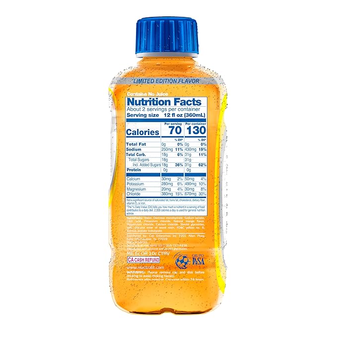 Electrolit Electrolyte Beverage Mango 21 Fl Oz bottle (Pack of 12)