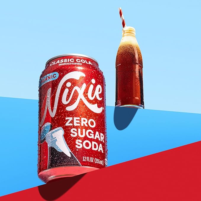 Nixie Organic Zero Sugar Soda Classic Cola Healthy Soda Pop Non-GMO 0 Sugar 0 Calories 40mg Caffeine 12oz Cans (12 Pack)
