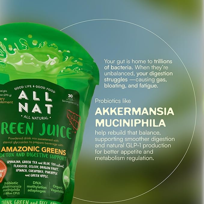 ALL NAT Super Greens Powder | Green Juice with 38 Superfoods 11 Organic Nutrients Amazonian Antioxidants | Gut Health Detox &amp Immunity | Vegan No Sugar – 30 Servings