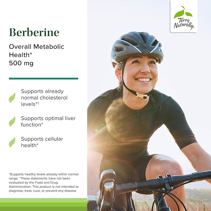 Terry Naturally Berberine - Dietary Supplement with Berberine - Liver Health Supplement for Metabolism Support - Joint Health Support for Men &amp Women - 60 Capsules