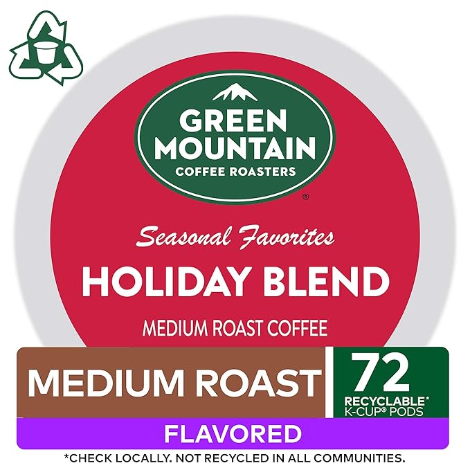 Green Mountain Coffee Roasters Holiday Blend Keurig Single Serve K-Cup Pods 72 Count (6 Packs of 12)