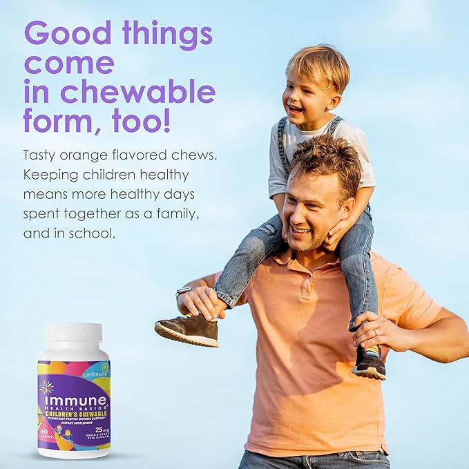 Children's Chewable Tablets Wellmune Clinically Proven Highly Purified Beta Glucan Immunity Supplements for Children Kids-Approved!