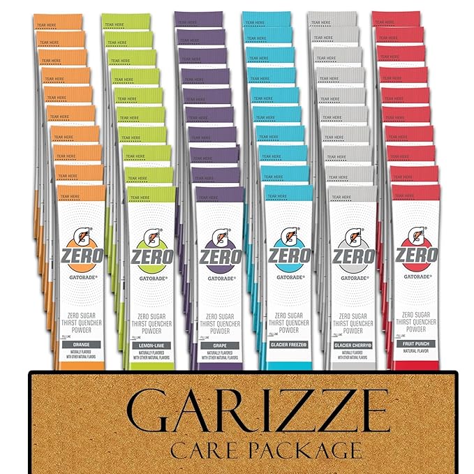 G Zero Powder - Electrolytes Powder Packets Variety - 60 Pack - 6 Flavor - Glacier Freeze Orange Grape Fruit Punch Lemon Lime &amp Glacier Cherry - GARIZZE Assortment