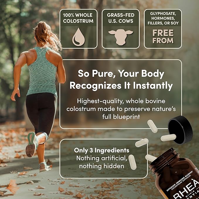Rhea Bovine Colostrum Supplement for Women Colostrum Capsules for Gut Health Digestion Bloating Beauty Immune Support Bovine Colostrum for Humans Colostrum Pills (120caps)