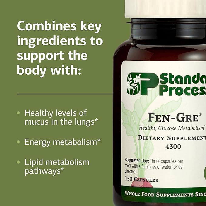 Standard Process Fen-Gre - Supports Respiratory Support &amp Healthy Metabolism - Aids Healthy Levels of Mucus &amp Phlegm - Supports Lung Health &amp Bronchial Tubes - Gluten-Free &amp Non-Dairy