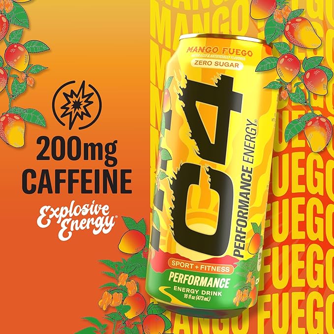 Cellucor C4 Performance Energy Drink - Mango Fuego 16 Fl Oz Can