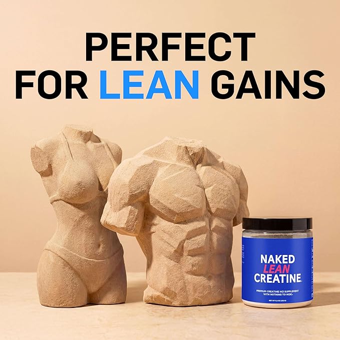 NAKED Lean Creatine HCl Powder 100 Servings - Con-Cret Creatine Hydrochloride with Organic Prickly Pear Extract Electrolytes - Muscle Growth Strength &amp Cognitive Support - Unflavored
