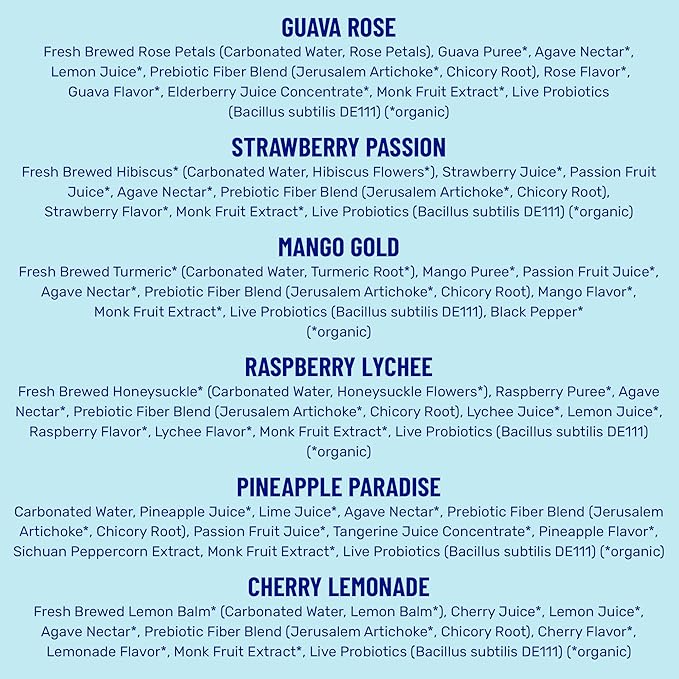 wildwonder Sparkling Probiotic Juice Drink 18pk w/Gut Health &amp Immunity Support 5g Prebiotic Fiber Live Probiotics Organic Vegan Low Sugar Sampler Pack 6 Flavors Seen on Shark Tank