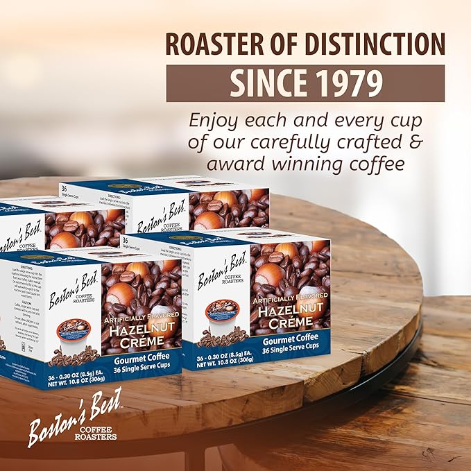Boston’s Best - Hazelnut Creme Flavored Coffee Delicious Gourmet Compatible with Keurig Coffee Maker 1 Count (144 Single Serve Cups)