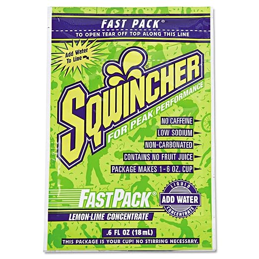 Sqwincher .6 Ounce Lemon Lime Flavor Fast Pack Liquid Concentrate Pouch Electrolyte Drink