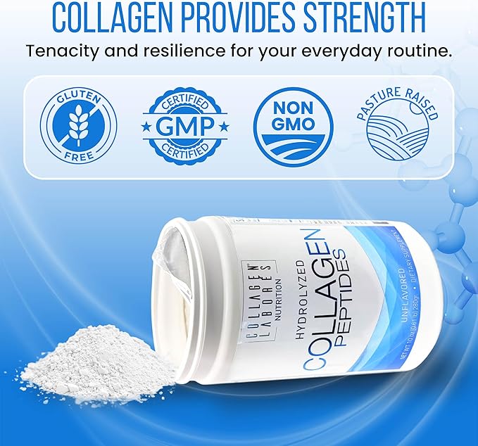 Pure Hydrolyzed Collagen Peptides (10 oz) – Unflavored Collagen Powder - Pasture-Raised Grass-Fed Keto &amp Paleo-Friendly – Kosher Non-GMO Gluten-Free – GMP Certified – Easy to Mix (280g)