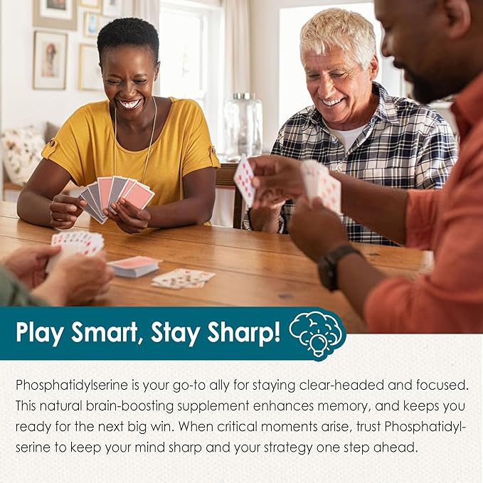 Phosphatidylserine - Nootropic Brian Supplement Focus &amp Energy Gummies+ Bacopa Monnieri Omega 3 Huperzine A Methyl B12 &amp B6 for Seniors Gamers Workers Non-GMO Caffeine-Free Sugar Free