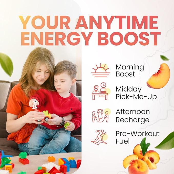 Morning Buzz Energy Drink Powder - Energy Boost Drink Mix - Sugar-Free Energy with Antioxidants - Morning Kickstart and Sports Nutrition Endurance Product - 30 Servings Peach Rita 8 Ounces