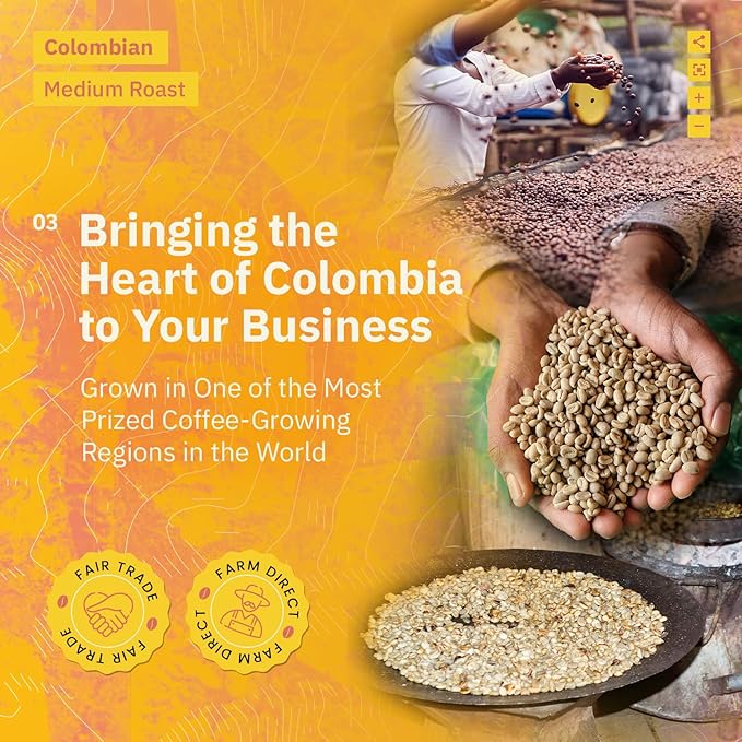 Colombian Medellín Coffee Beans - Single Origin Medium Roast Coffee Beans Freshly Roasted To Order Organic Coarse French Press Grind Coffee Specialty Grade Fair Trade and Non-GMO - 5LB