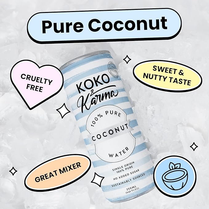 Koko &amp Karma Pure Coconut Water - No added Sugar 12 pack case 8.45oz cans