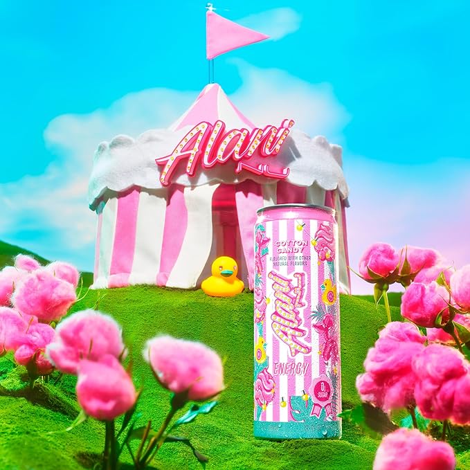 Alani Nu COTTON CANDY Sugar Free Low Calorie Energy Drinks 200mg Caffeine Biotin B Vitamins Zero Sugar 10 Calories 12 Fl Oz Cans 24 Pack