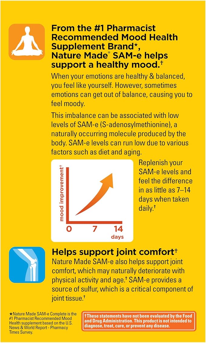 SAM-e Complete 400 mg Tablets 36 Count Value Size Supports a Healthy Mood &amp Joint Comfort