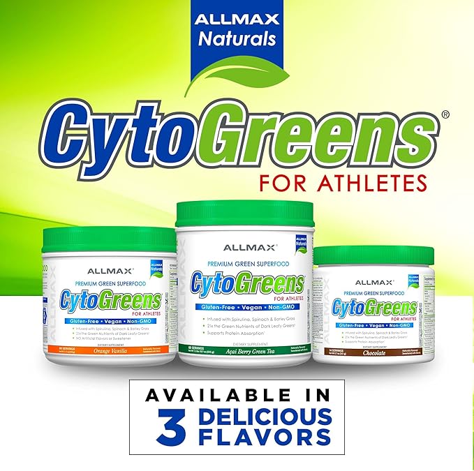 ALLMAX Naturals CytoGreens Super Greens Powder Premium Green Superfood with Greens Superfoods Prebiotic &amp Enzymes Daily Greens Supplement Chocolate 30 Servings