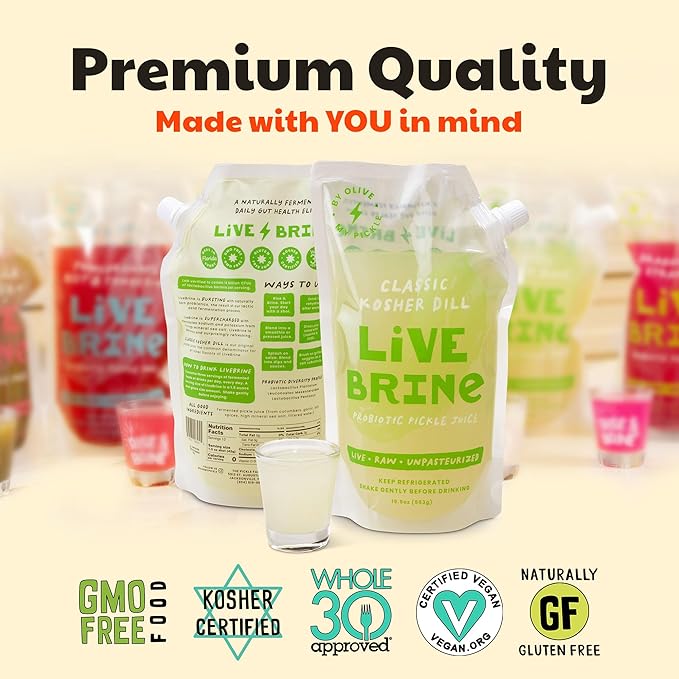 Olive My Pickle Probiotic Pickle Juice for Leg Cramps 19.5 oz | 1pk Live Brine Kosher Dill Pickle Juice Shots with Natural Probiotics &amp Digestive Enzymes for Gut Health - 13 Pickle Shots for Cramp