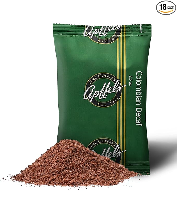 Apffels Colombian Decaf – Ground Medium Roast 100% Arabica Coffee (18 pack – 2.5 oz Each)