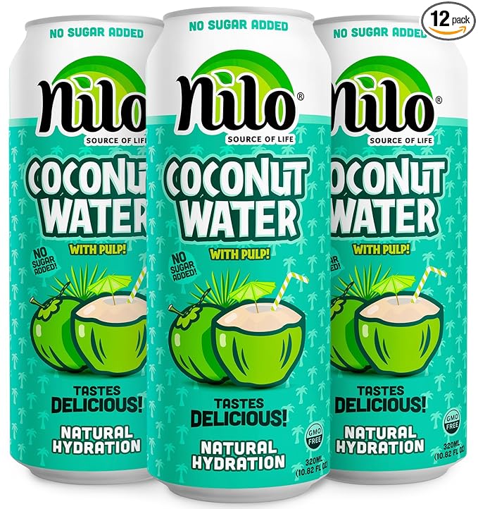 NILO 100% Pure Coconut Water | NO Sugar added | GMO FREE | NOT from Concentrate | 10.8 oz (Pack of 12)