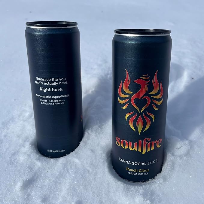 Soulfire 12oz 4pk Kanna Social Elixir | Non-Alcoholic Sparkling Beverage | Adaptogen Nootropic Kanna Extract Drink w/ Reishi L-Theanine Coconut Water &amp Electrolytes | Clean Functional Healthy Na