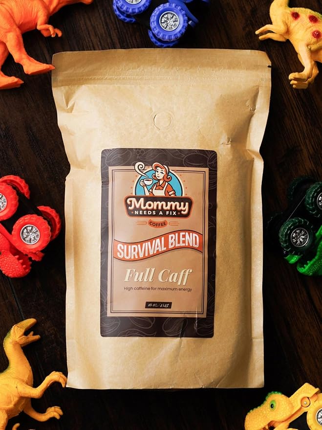 Mommy Needs A Fix Full Caff Ground Coffee | 100% All Natural Arabica Beans | Medium Roast | Pregnancy &amp Breastfeeding Friendly | Roasted in the USA | 1 lb