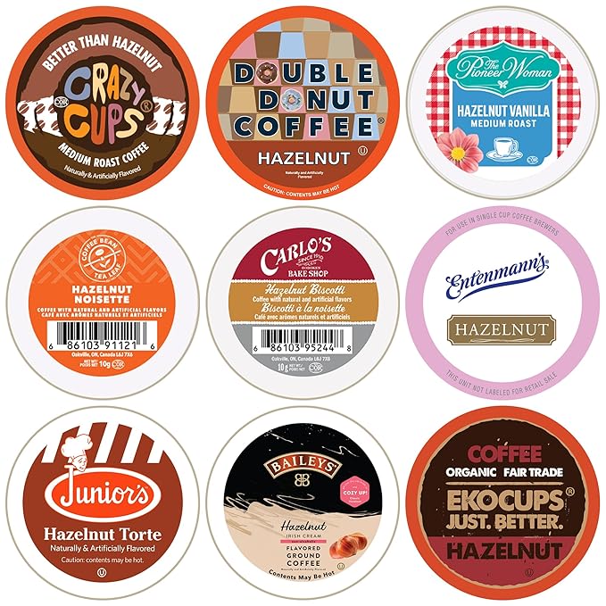 Perfect Samplers Hazelnut Coffee Pods Variety Pack Medium Roast for Keurig K Cups Machines Assorted Sampler 30 Count
