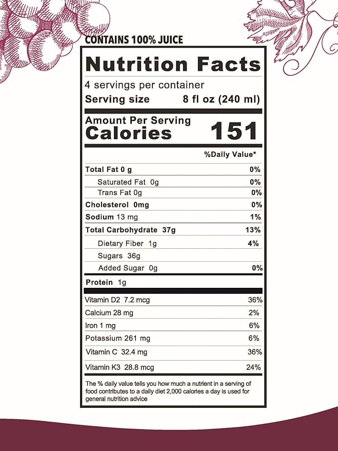 Anna and Sarah 33.8 Oz Organic Grape Juice - USDA Organic Certified - Glass Bottle (4 Pack) No Sugar No Artificial Colors No Preservatives No Flavors Added Not from CONCENTRATE