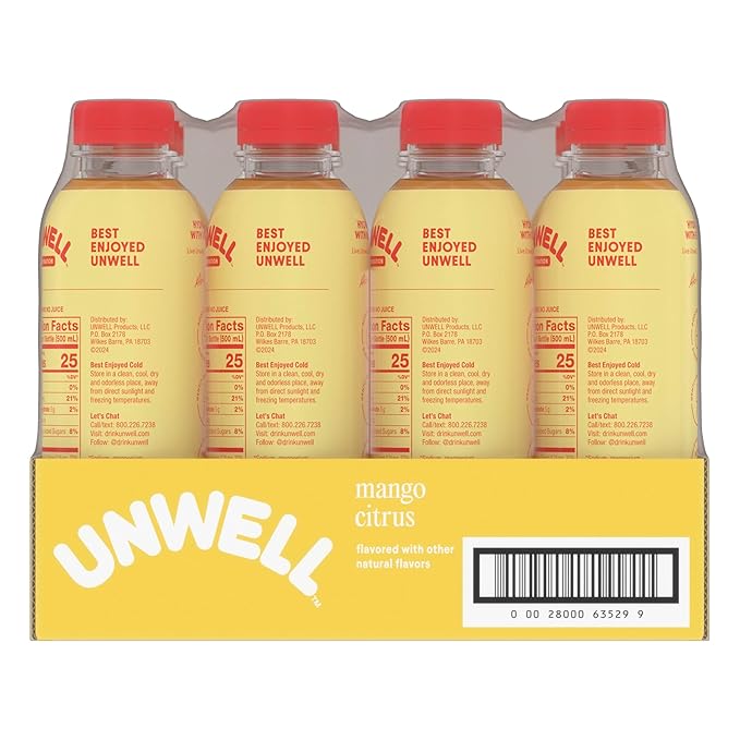 Unwell Hydration Electrolyte Drink For Rapid Hydration + Focus – Mango Citrus 12 Pack