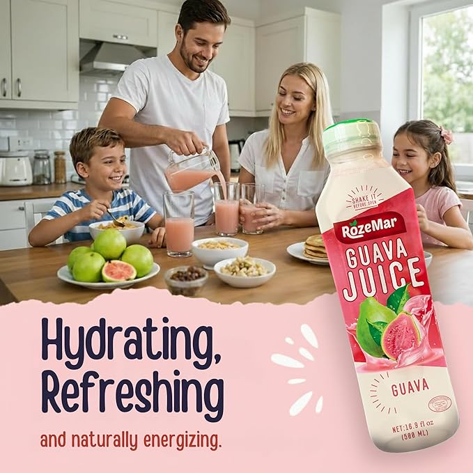 Pack of 12 | 16 Fl Oz | Rozemar Guava Juice | Tropical Guava Beverage | Source of Vitamin C | Smooth &amp Refreshing Fruit Drink | Flavorful Juice