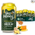 Yes Honey Soda Ginger Ale 11oz (12-Cans) 100% Honey-Sweetened Healthy Soda Alpha Gal Friendly Gluten Free Caffeine Free No Added Sugar
