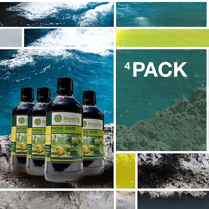 Frutos Pachamama Organic Noni Juice 100% Pure – Raw Ozonated Noni Extract from Dominican Republic | Natural Superfood Drink | Immune Booster &amp Anti-Inflammatory Support 4 Bottles 16Oz