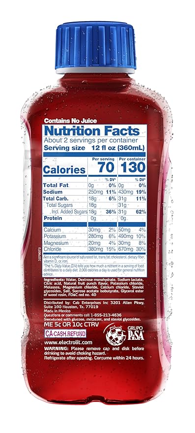 Electrolit Electrolyte Beverage Fruit Punch 21 Fl Oz bottle (Pack of 12)