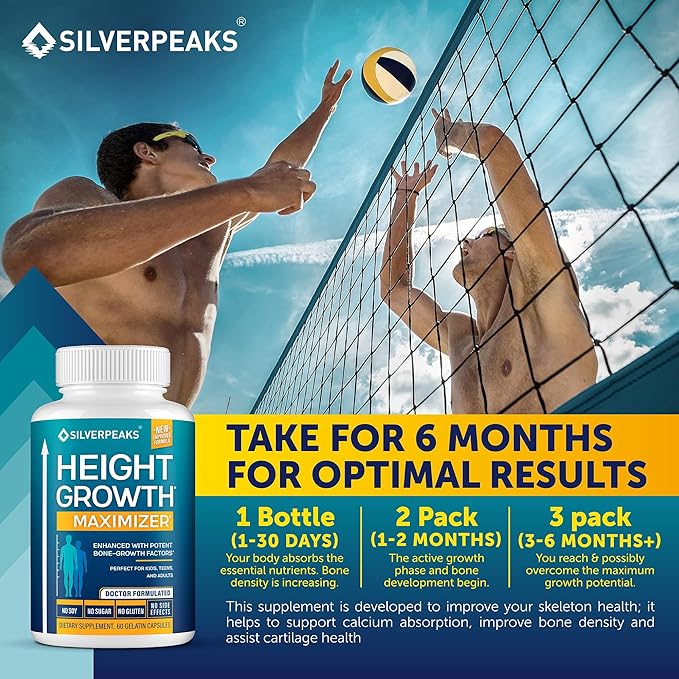 Growth Capsules to Grow Taller - Height Growth Maximizer with Calcium for Bone Strength Made in USA Natural Get Taller Supplement to Increase Bone Growth Adults Teens &amp Kids Free of Growth Hor